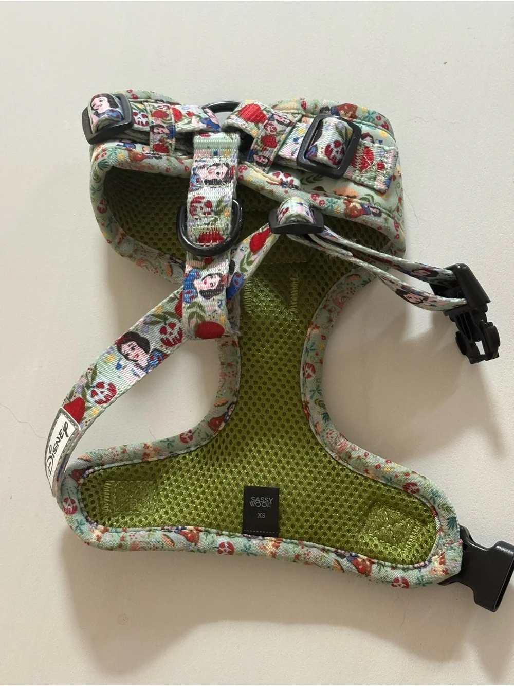 Sassy Woof Disney Snow White Pattern Padded Dog Harness - Light Green